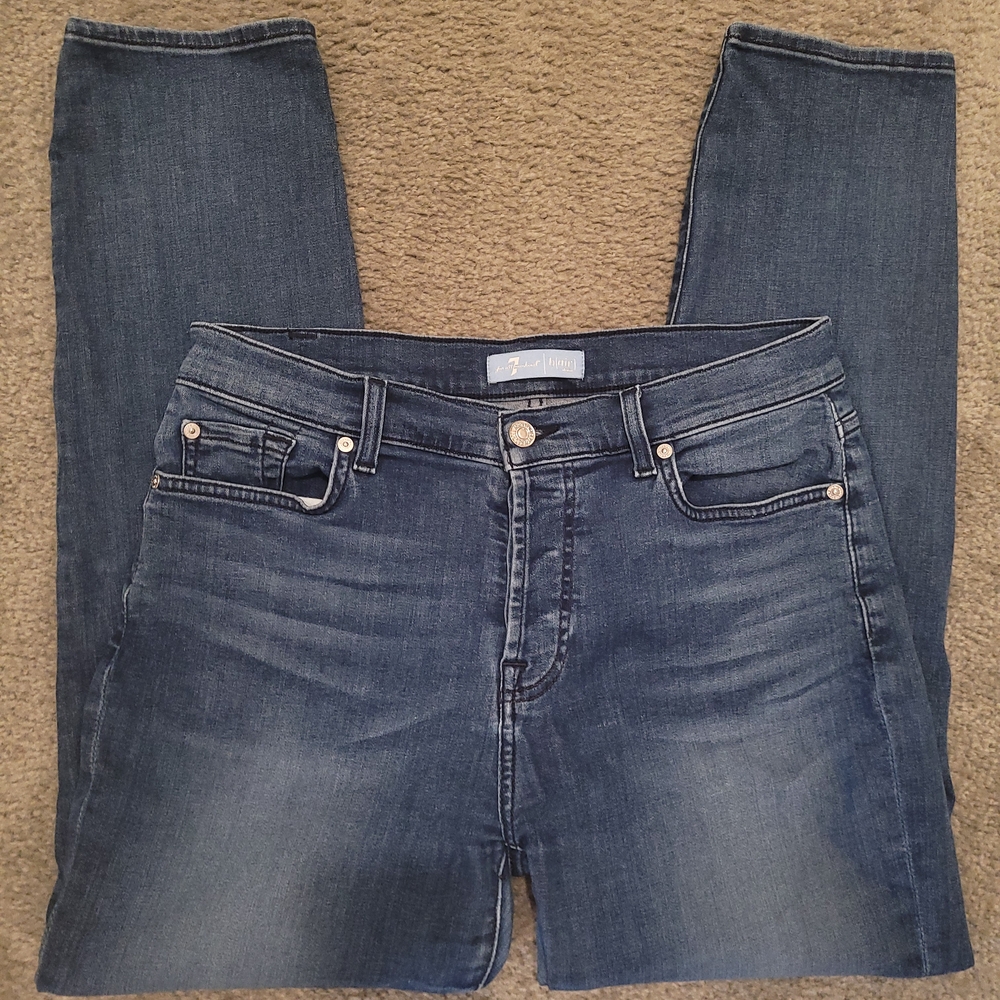 7 For All Mankind Dark Blue Straight Leg Jeans